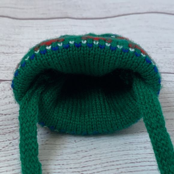 Knit Stocking Hat Christmas Tree Ornament or Holiday Decoration Pom Pom 10"L - Picture 6 of 14